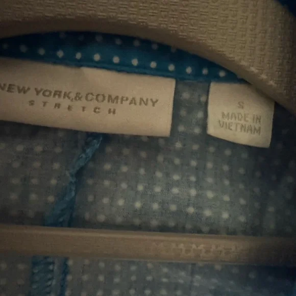 New York & Company Blue Polka Dot Top - Picture 3 of 3